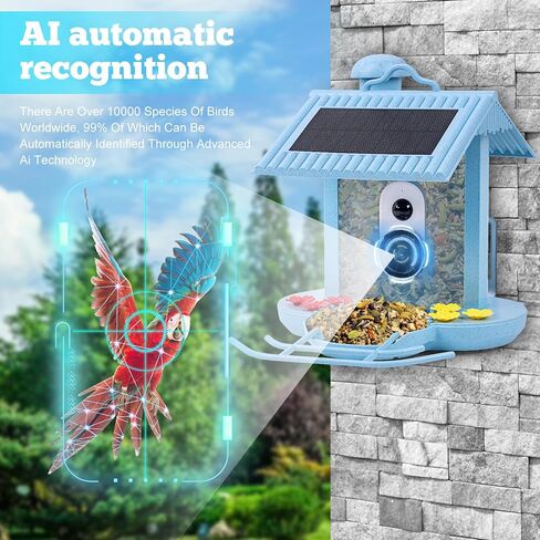 جهاز تغذية الطيور INHDBOX مع كاميرا، وحدة تغذية الطيور الذكية بسعة 128 جيجابايت مع كاميرا، وحدة تغذية الطيور في الهواء الطلق، بيت الطيور، Furbo، كاميرا تغذية الطيور النافذة، التقاط الطيور تلقائيًا وإخطارها، الذكاء الاصطناعي لتحديد أنواع الطيور in Kuwait
