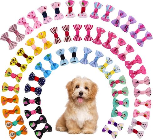 Comsmart 30 زوجًا، 60 قطعة من أقواس الحيوانات الأليفة للكلاب الجرو وأشرطة Grosgrain مع مشابك معدنية، لطيفة صغيرة متوسطة الحجم للكلاب ذات شعر طويل للحيوانات الأليفة، أقواس رائعة للعناية بالفتيات in Kuwait