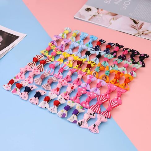 Comsmart 30 زوجًا، 60 قطعة من أقواس الحيوانات الأليفة للكلاب الجرو وأشرطة Grosgrain مع مشابك معدنية، لطيفة صغيرة متوسطة الحجم للكلاب ذات شعر طويل للحيوانات الأليفة، أقواس رائعة للعناية بالفتيات in Kuwait