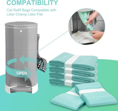 Cat Litter Pail Liner Refills Bags Compatible with Litter Champ Litter Pail, Green, Lightly Scented, 6 Count in Kuwait