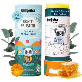 EmBeba Natural Diaper Rash Cream for Baby with Sensitive Skin | Travel Friendly Baby Rash Ointment with Built-in Diaper Balm Stick Roll-On Applicator, All Over Herbal Skin Care, 2 Pack in Saudi Arabia