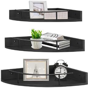 أرفف عائمة على شكل زاوية من Unistyle للجدار، مجموعة من 3 أرفف زاوية، أرفف خشبية مثبتة على الحائط، أرفف تعليق ريفية للتخزين والعرض، أرفف لجدار الغرفة، غرفة النوم، المطبخ، غرفة المعيشة in Kuwait