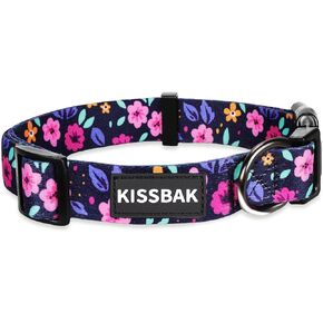 KISSBAK Dog Collar for Medium Dogs - Special Design Cute Girl Dog Pet Collar Soft Adjustable Fancy Floral Girl Puppy Dog Collars (M, Floral)