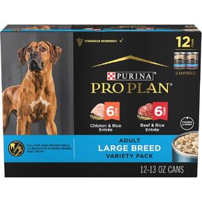 Purina Pro Plan Specialized Large Breed Chicken and Rice and Beef and Rice in Gravy 12ct High Protein Wet Dog Food Variety Pack - (12) 13 oz. Cans in Kuwait