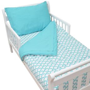 TL Care 100% Cotton Percale 4-Piece Toddler Bedding Set, Blue Dot, for Boys & Girls
