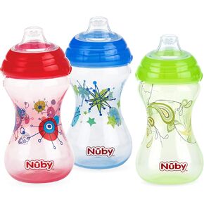 Nuby 3 Pack No Spill Pinpoint Soft Spout Clik-It - 10 Oz | Girl in Kuwait