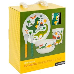 Petit Collage Teddy Bear Bamboo Baby Dinnerware Set, Includes a Divided Plate, Sippy Cup and Baby Spoon –Suitable for Hot & Cold Foods/Liquids – Toddler Dinnerware for Ages 6+ Months in Saudi Arabia