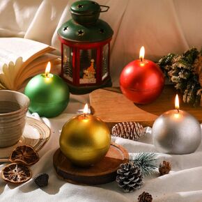 MTLEE 8 Pcs Christmas Round Ball Candles Unscented Candles Bulk 3 Inch Decorative Sphere Shaped Candles for Xmas Holiday Church Home Birthday Celebration Party Supply in Saudi Arabia