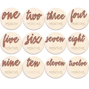Baby Monthly Milestone， Baby Monthly Milestone Card Sign，6 Pack 3D Pink Monthly Milestone Wooden Makers disc for Baby Girl or boy， Baby Announcement Sign in Kuwait