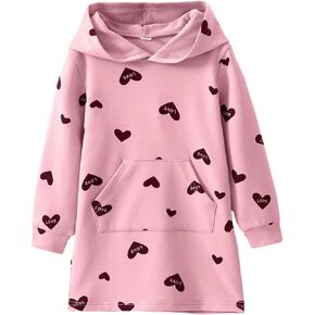 BOMDEALS Toddler Baby Girls Hoodies Sweatshirt - Kid Valentines Outfits Allover Heart Sweater Long Kangaroo Pocket Sweatsuit