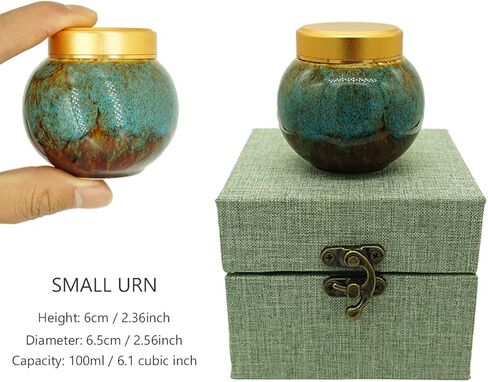 Small Urns for Human Ashes, Decorative Mini Urn,Cremation Keepsakes for Ashes,Human or Pet Small Ashes Urn,Alloy Threaded Sealing Cover, Home Or Office Decoration Display Burial (red) in Kuwait