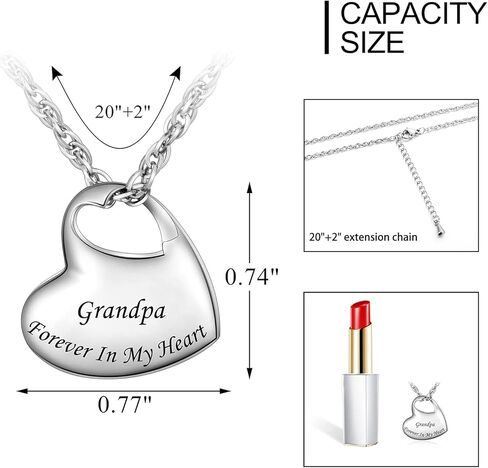 abooxiu Heart Urn Necklaces for Ashes Cremation Necklace for Ashes for Family Stainless Steel Cremation Jewelry - Forever in My Heart in Kuwait