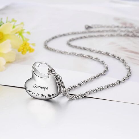 abooxiu Heart Urn Necklaces for Ashes Cremation Necklace for Ashes for Family Stainless Steel Cremation Jewelry - Forever in My Heart in Kuwait