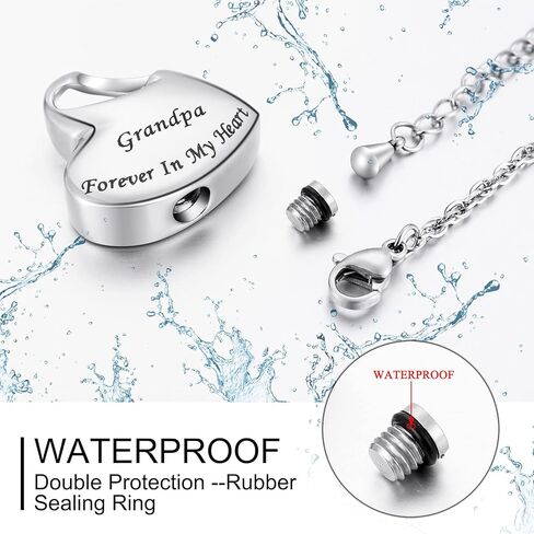 abooxiu Heart Urn Necklaces for Ashes Cremation Necklace for Ashes for Family Stainless Steel Cremation Jewelry - Forever in My Heart in Kuwait