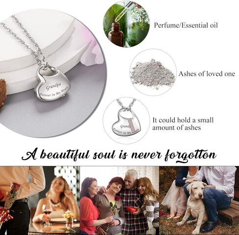 abooxiu Heart Urn Necklaces for Ashes Cremation Necklace for Ashes for Family Stainless Steel Cremation Jewelry - Forever in My Heart in Kuwait