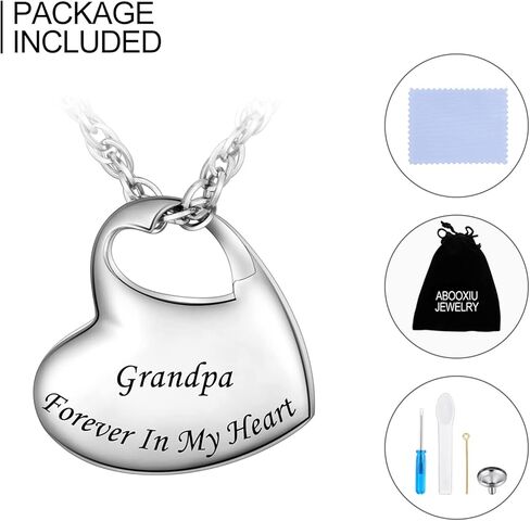 abooxiu Heart Urn Necklaces for Ashes Cremation Necklace for Ashes for Family Stainless Steel Cremation Jewelry - Forever in My Heart in Kuwait