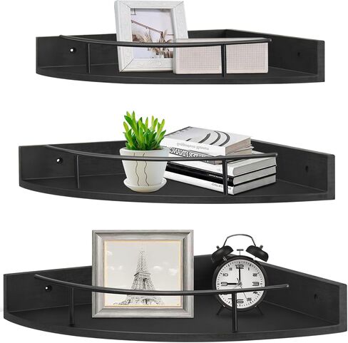 أرفف عائمة على شكل زاوية من Unistyle للجدار، مجموعة من 3 أرفف زاوية، أرفف خشبية مثبتة على الحائط، أرفف تعليق ريفية للتخزين والعرض، أرفف لجدار الغرفة، غرفة النوم، المطبخ، غرفة المعيشة in Kuwait