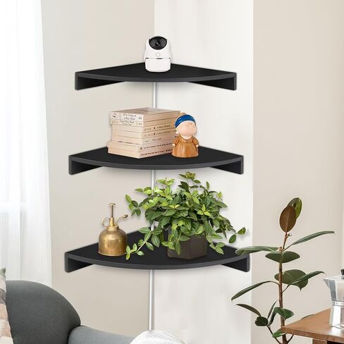 أرفف عائمة على شكل زاوية من Unistyle للجدار، مجموعة من 3 أرفف زاوية، أرفف خشبية مثبتة على الحائط، أرفف تعليق ريفية للتخزين والعرض، أرفف لجدار الغرفة، غرفة النوم، المطبخ، غرفة المعيشة in Kuwait