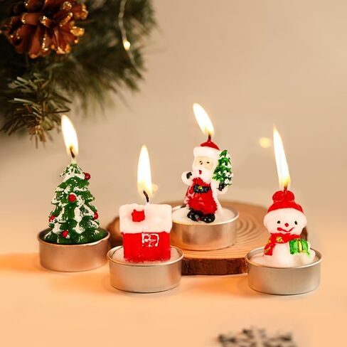 qonmpcvu 16 قطعة شموع عيد الميلاد، شموع سانتا المعطرة، شموع شجرة عيد الميلاد، شمعة رجل ثلج عيد الميلاد، شموع ديكور عيد الميلاد، مجموعات هدايا شموع عيد الميلاد لديكور عيد الميلاد in Kuwait