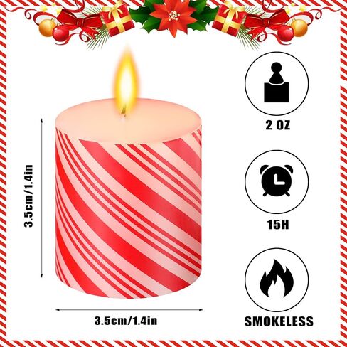 12 Pieces Christmas Scented Candy Striped Scented Candles Christmas Scented Candles Decor Christmas Candle Gifts Long Lasting Soy Candles for Home Christmas Holiday Wedding, 6 Styles in Saudi Arabia