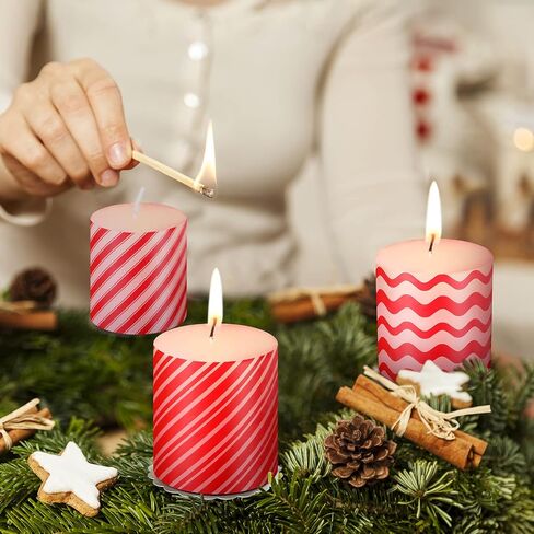 12 Pieces Christmas Scented Candy Striped Scented Candles Christmas Scented Candles Decor Christmas Candle Gifts Long Lasting Soy Candles for Home Christmas Holiday Wedding, 6 Styles in Saudi Arabia