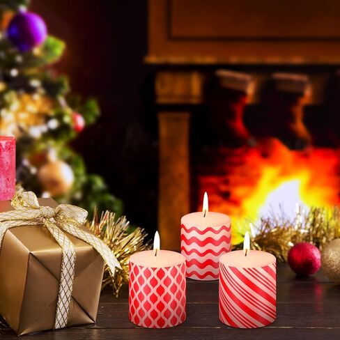 12 Pieces Christmas Scented Candy Striped Scented Candles Christmas Scented Candles Decor Christmas Candle Gifts Long Lasting Soy Candles for Home Christmas Holiday Wedding, 6 Styles in Saudi Arabia