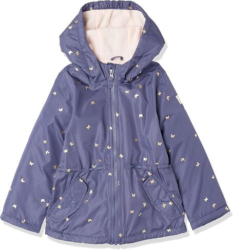 معطف شتوي بغطاء للرأس للفتيات من OshKosh B’gosh، باللون الأزرق الداكن مع تصميم فراشة معدنية أنيقة in Kuwait