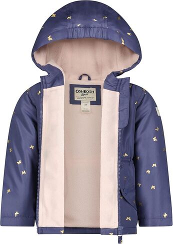 معطف شتوي بغطاء للرأس للفتيات من OshKosh B’gosh، باللون الأزرق الداكن مع تصميم فراشة معدنية أنيقة in Kuwait