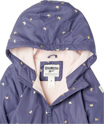 معطف شتوي بغطاء للرأس للفتيات من OshKosh B’gosh، باللون الأزرق الداكن مع تصميم فراشة معدنية أنيقة in Kuwait