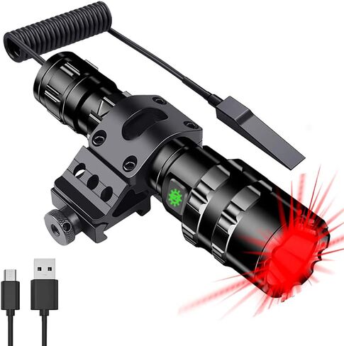 مصباح يدوي Jowbeam 800 لومن عالي الطاقة 5 أوضاع LED أحمر مع حامل Picatinny لعلم الفلك والصيد والطيران والمراقبة الليلية in Kuwait