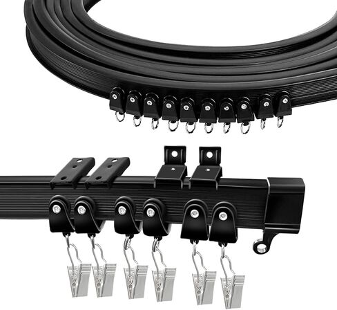 مسار ستارة السقف، مسار ستارة منحني مرن قابل للانحناء، مسار سقف أسود بطول 10 أقدام لمسار ستارة السكك الحديدية، مجموعة نظام مسار الستارة على الحائط للمركبات الترفيهية، مقسم الغرفة in Kuwait