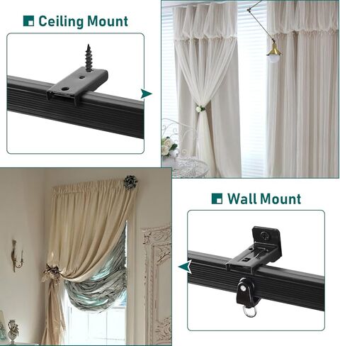 مسار ستارة السقف، مسار ستارة منحني مرن قابل للانحناء، مسار سقف أسود بطول 10 أقدام لمسار ستارة السكك الحديدية، مجموعة نظام مسار الستارة على الحائط للمركبات الترفيهية، مقسم الغرفة in Kuwait