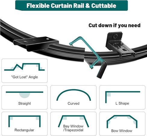 مسار ستارة السقف، مسار ستارة منحني مرن قابل للانحناء، مسار سقف أسود بطول 10 أقدام لمسار ستارة السكك الحديدية، مجموعة نظام مسار الستارة على الحائط للمركبات الترفيهية، مقسم الغرفة in Kuwait