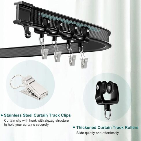 مسار ستارة السقف، مسار ستارة منحني مرن قابل للانحناء، مسار سقف أسود بطول 10 أقدام لمسار ستارة السكك الحديدية، مجموعة نظام مسار الستارة على الحائط للمركبات الترفيهية، مقسم الغرفة in Kuwait