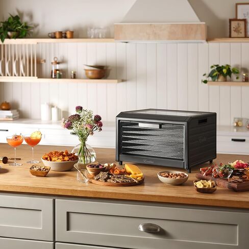 سلسلة أداء مجفف الطعام الكهربائي Excalibur 10 صينية مع تحكم في درجة الحرارة قابل للتعديل يتضمن صواني تجفيف من الفولاذ المقاوم للصدأ وباب زجاجي ونافذة عرض علوية وشريط تقدم شاشة LED، أسود in Kuwait