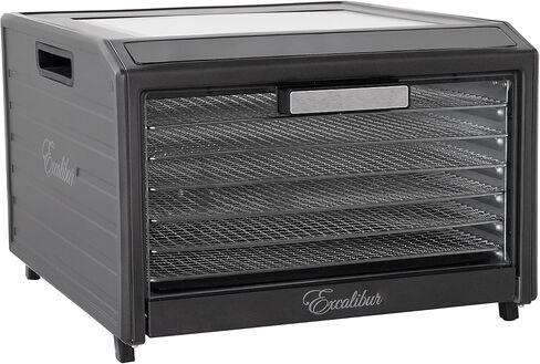 سلسلة أداء مجفف الطعام الكهربائي Excalibur 10 صينية مع تحكم في درجة الحرارة قابل للتعديل يتضمن صواني تجفيف من الفولاذ المقاوم للصدأ وباب زجاجي ونافذة عرض علوية وشريط تقدم شاشة LED، أسود in Kuwait