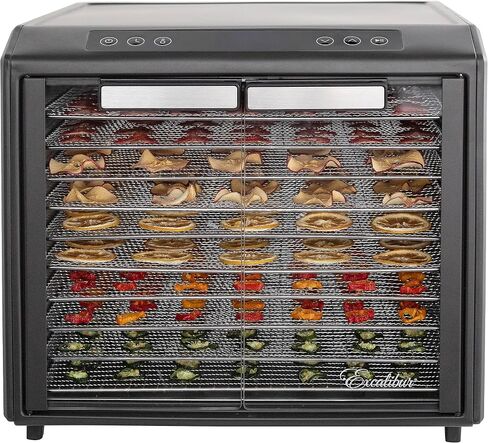 Excalibur Electric Food Dehydrator Performance Series 10-Tray with Adjustable Temperature Control Includes Stainless Steel Drying Trays Glass Door Top View Window and LED Display Progress Bar, Black in Saudi Arabia