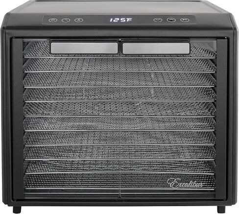 Excalibur Electric Food Dehydrator Performance Series 10-Tray with Adjustable Temperature Control Includes Stainless Steel Drying Trays Glass Door Top View Window and LED Display Progress Bar, Black in Saudi Arabia