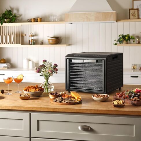 Excalibur Electric Food Dehydrator Performance Series 10-Tray with Adjustable Temperature Control Includes Stainless Steel Drying Trays Glass Door Top View Window and LED Display Progress Bar, Black in Saudi Arabia