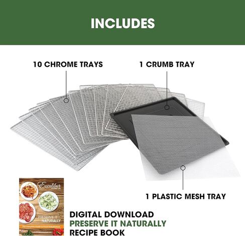 Excalibur Electric Food Dehydrator Performance Series 10-Tray with Adjustable Temperature Control Includes Stainless Steel Drying Trays Glass Door Top View Window and LED Display Progress Bar, Black in Saudi Arabia