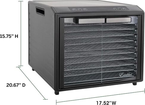Excalibur Electric Food Dehydrator Performance Series 10-Tray with Adjustable Temperature Control Includes Stainless Steel Drying Trays Glass Door Top View Window and LED Display Progress Bar, Black in Saudi Arabia