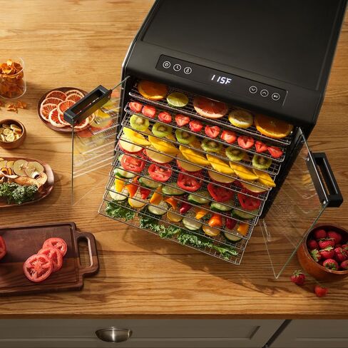 Excalibur Electric Food Dehydrator Performance Series 10-Tray with Adjustable Temperature Control Includes Stainless Steel Drying Trays Glass Door Top View Window and LED Display Progress Bar, Black in Saudi Arabia