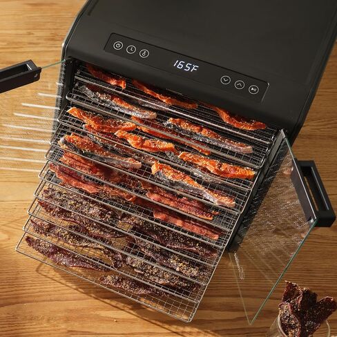 Excalibur Electric Food Dehydrator Performance Series 10-Tray with Adjustable Temperature Control Includes Stainless Steel Drying Trays Glass Door Top View Window and LED Display Progress Bar, Black in Saudi Arabia
