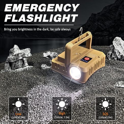 2 في 1 مصابيح يدوية للتخييم، DIBMS LED USB قابلة للشحن معلقة بنك الطاقة مصباح مقاوم للماء للتخييم والأعاصير وانقطاع الطاقة في حالات الطوارئ في الأماكن المغلقة والخارجية in Saudi Arabia