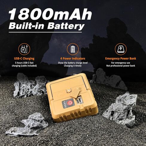 2 في 1 مصابيح يدوية للتخييم، DIBMS LED USB قابلة للشحن معلقة بنك الطاقة مصباح مقاوم للماء للتخييم والأعاصير وانقطاع الطاقة في حالات الطوارئ في الأماكن المغلقة والخارجية in Saudi Arabia