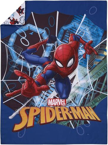 NoJo Marvel Spiderman Spidey and his Amazing Friends Spidey Time Red, Blue, and Grey 4 Piece Toddler Bed Set - Comforter, Fitted Bottom Sheet, Flat Top Sheet, and Reversible Pillowcase in Saudi Arabia