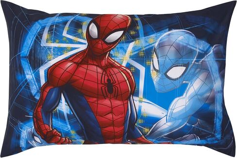 NoJo Marvel Spiderman Spidey and his Amazing Friends Spidey Time Red, Blue, and Grey 4 Piece Toddler Bed Set - Comforter, Fitted Bottom Sheet, Flat Top Sheet, and Reversible Pillowcase in Saudi Arabia