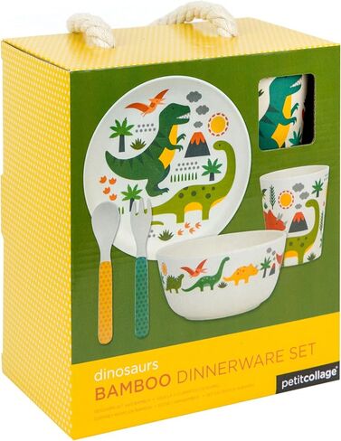 Petit Collage Teddy Bear Bamboo Baby Dinnerware Set, Includes a Divided Plate, Sippy Cup and Baby Spoon –Suitable for Hot & Cold Foods/Liquids – Toddler Dinnerware for Ages 6+ Months in Saudi Arabia