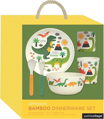 Petit Collage Teddy Bear Bamboo Baby Dinnerware Set, Includes a Divided Plate, Sippy Cup and Baby Spoon –Suitable for Hot & Cold Foods/Liquids – Toddler Dinnerware for Ages 6+ Months in Saudi Arabia
