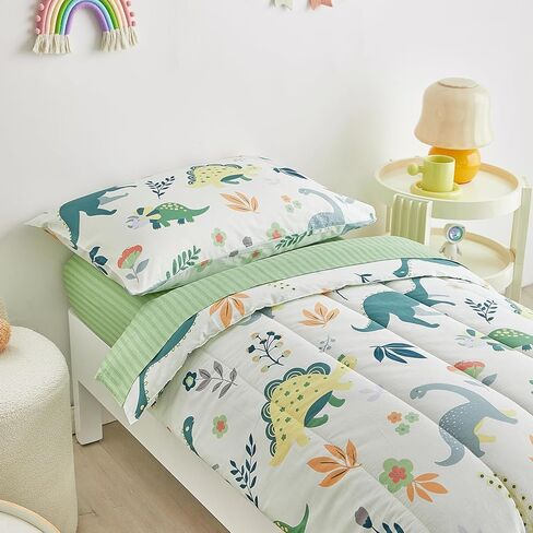 طقم سرير أطفال قطن مكون من 4 قطع من الحيوانات مع الأسود والحمر الوحشية وأفراس النهر والفيلة والزرافات طقم سرير للأطفال الصغار يتضمن لحافًا مبطنًا رائعًا وملاءة جاهزة وملاءة علوية وغطاء وسادة in Kuwait